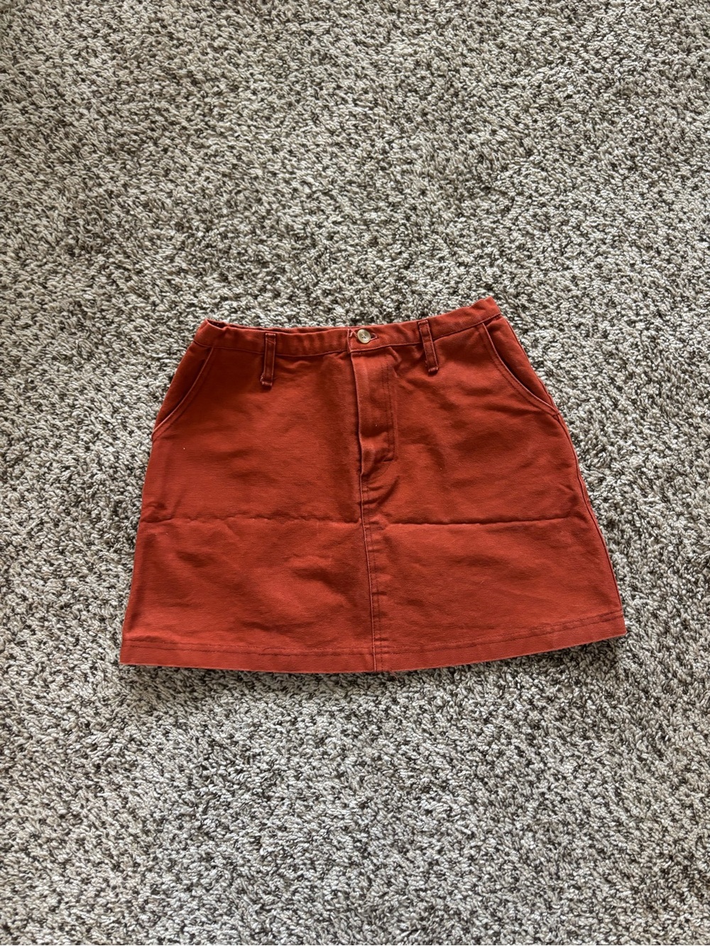 Urban Renewal Burnt Orange Mini Skirt with Front Pockets